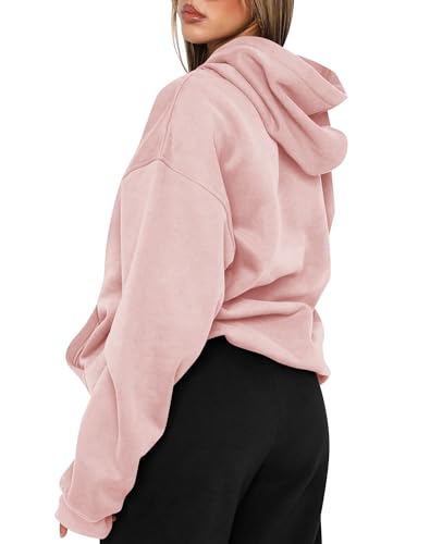 Cute Pink Fleece Pullover Hoodie for Women