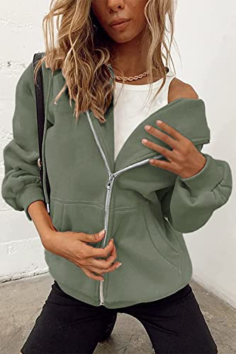 Y2K Hooded Sweatshirt with Pockets - Grey Green