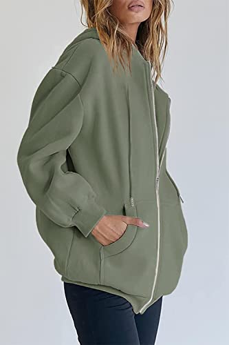 Y2K Hooded Sweatshirt with Pockets - Grey Green