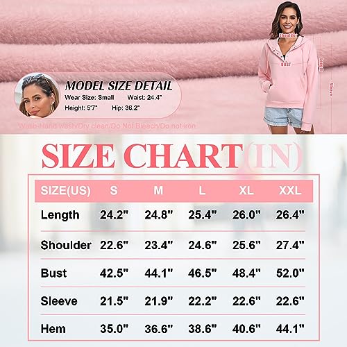 Pink Button Down Casual Hoodie with Pockets