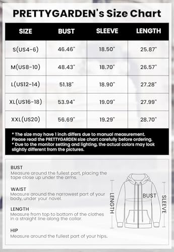 PRETTYGARDEN Women's Y2K Zip Up Hoodie Jacket