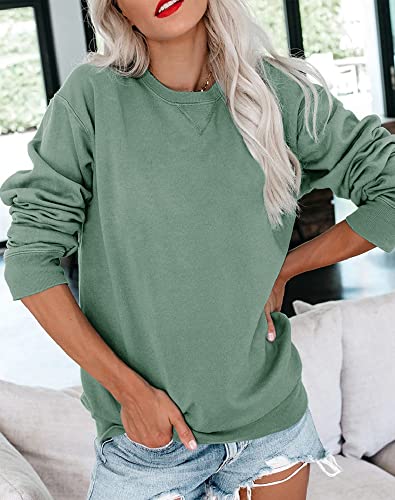 Bingerlily Women's Casual Crew Neck Sweatshirt - Green