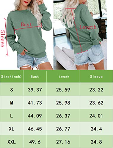 Bingerlily Women's Casual Crew Neck Sweatshirt - Green