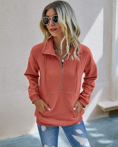 PRETTYGARDEN Women's Casual Zipper Pullover Sweatshirt