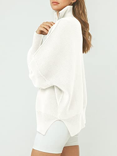 ANRABESS Women's Oversized Quarter Zip Pullover Sweater