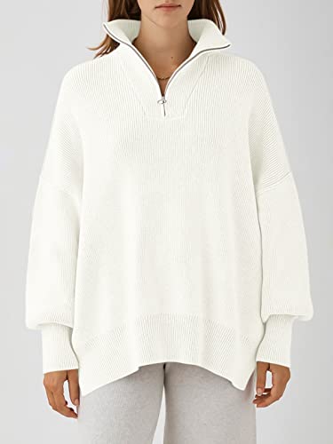 ANRABESS Women's Oversized Quarter Zip Pullover Sweater