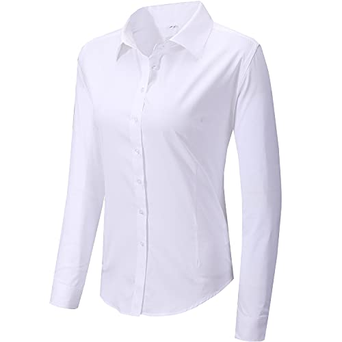 White Slim-Fit Stretchy Cotton Button Down Shirt