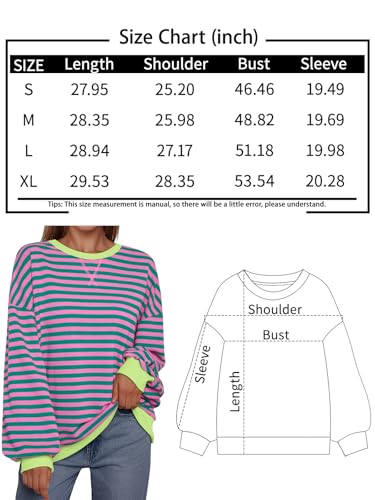 Trendy Oversized Striped Crewneck Sweatshirt for Women