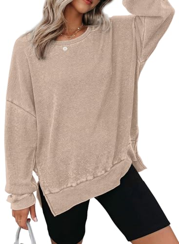 Dokotoo Women's Casual Waffle Knit Pullover Sweatshirt