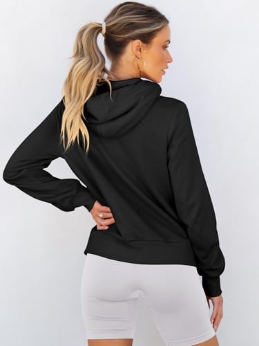 ANRABESS Women's Cowl Neck Hoodie Pullover - Black