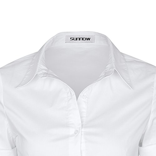 SUNNOW Womens White Button-Down Shirt with Stretch