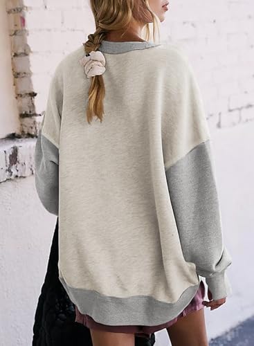 SHEWIN Women's Casual Grey Crewneck Sweatshirt