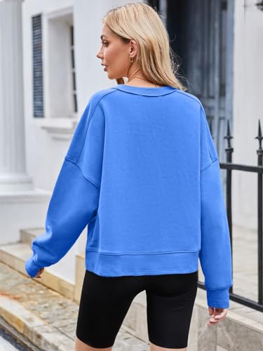 Women's Oversized Cropped Fleece Sweatshirt - Blue