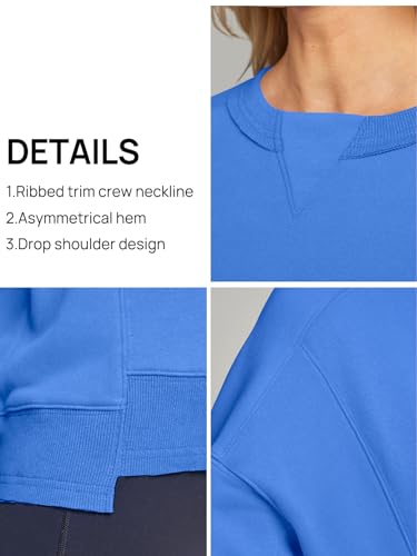Women's Oversized Cropped Fleece Sweatshirt - Blue