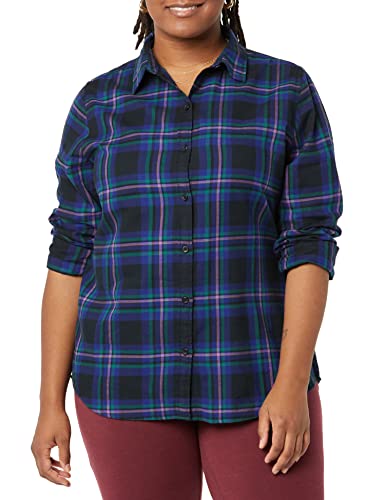 Navy Chelsea Tartan Plaid Shirt for Women, XXL