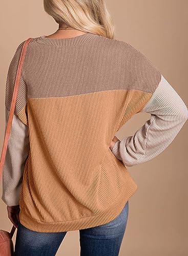 Dokotoo Women's Oversized Color Block Knit Shirt