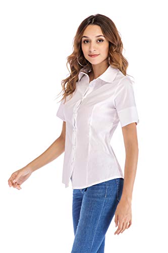 SUNNOW Womens White Button-Down Shirt with Stretch