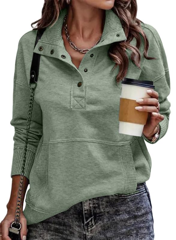 SHEWIN Women's Casual V-Neck Lightweight Sweatshirt