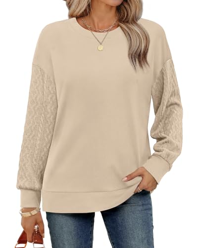 Trendy Women's Apricot Crewneck Sweatshirt for Fall