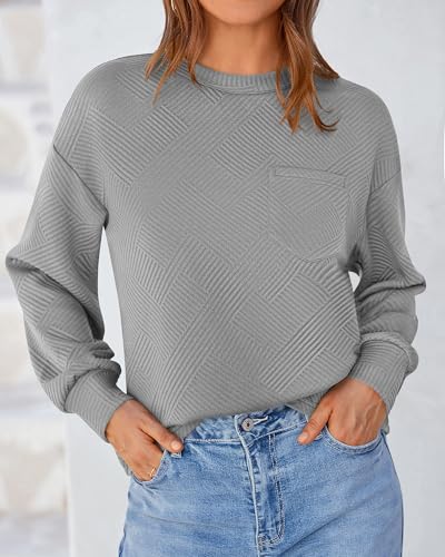 BTFBM Women's Textured Long Sleeve Sweatshirt - Grey