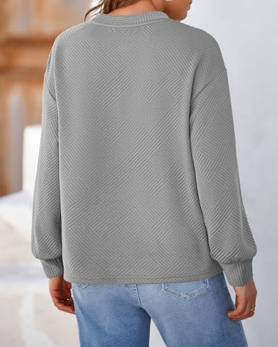 BTFBM Women's Textured Long Sleeve Sweatshirt - Grey
