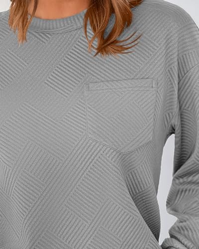 BTFBM Women's Textured Long Sleeve Sweatshirt - Grey