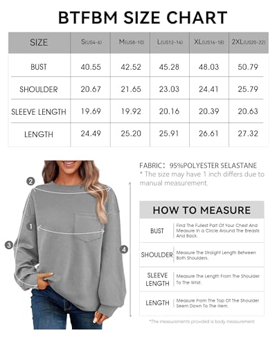 BTFBM Women's Textured Long Sleeve Sweatshirt - Grey