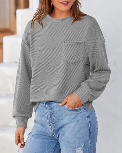 BTFBM Women's Textured Long Sleeve Sweatshirt - Grey