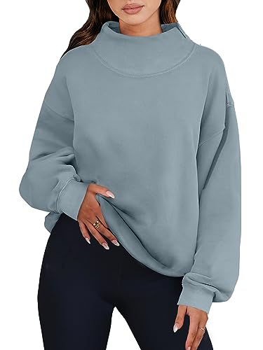 Oversized Turtleneck Sweatshirt - Deep Blue XL