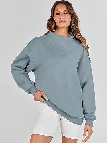 Oversized Turtleneck Sweatshirt - Deep Blue XL