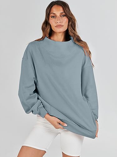 Oversized Turtleneck Sweatshirt - Deep Blue XL
