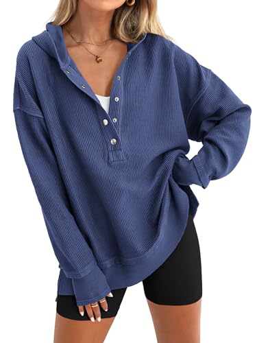 PRETTYGARDEN Women's Oversized V Neck Hoodie Top