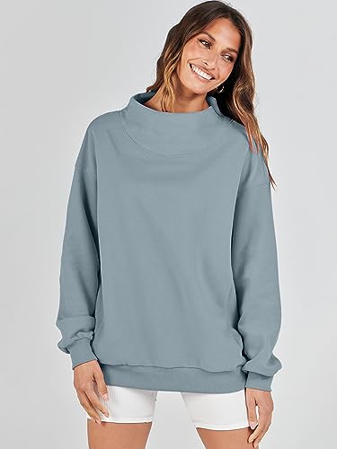 Oversized Turtleneck Sweatshirt - Deep Blue XL