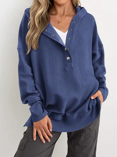 PRETTYGARDEN Women's Oversized V Neck Hoodie Top