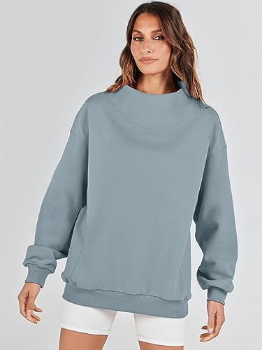 Oversized Turtleneck Sweatshirt - Deep Blue XL