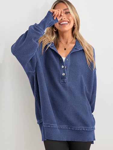 PRETTYGARDEN Women's Oversized V Neck Hoodie Top