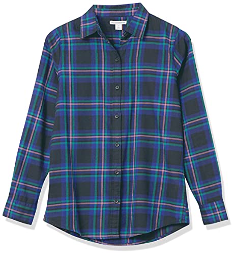 Navy Chelsea Tartan Plaid Shirt for Women, XXL