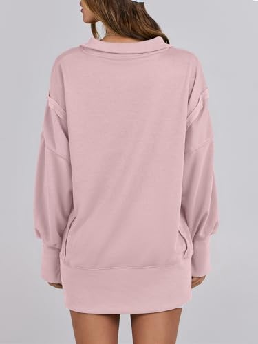 Oversized Button-Up Henley Sweatshirt for Women