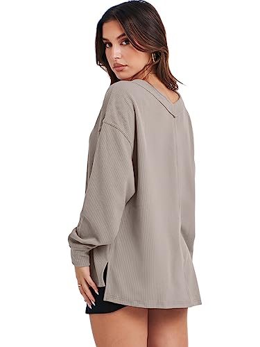 Oversized Off-Shoulder V Neck Tunic Top for Women