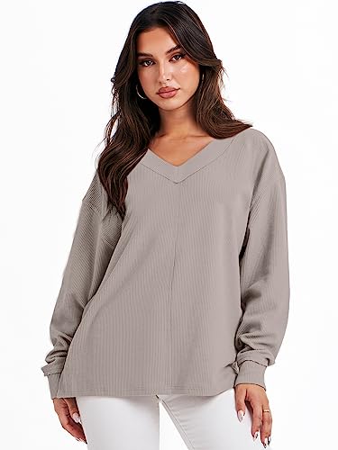 Oversized Off-Shoulder V Neck Tunic Top for Women