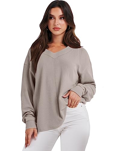 Oversized Off-Shoulder V Neck Tunic Top for Women