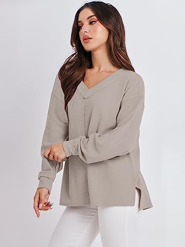 Oversized Off-Shoulder V Neck Tunic Top for Women