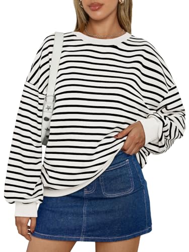 Trendy Striped Y2K Oversized Crewneck Sweatshirt