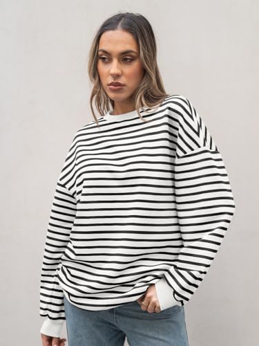 Trendy Striped Y2K Oversized Crewneck Sweatshirt