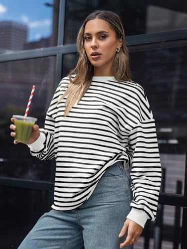 Trendy Striped Y2K Oversized Crewneck Sweatshirt