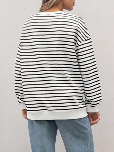 Trendy Striped Y2K Oversized Crewneck Sweatshirt