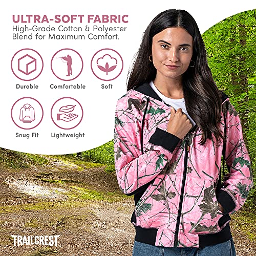 Women's Pink Camo Full Zip Up Hoodie