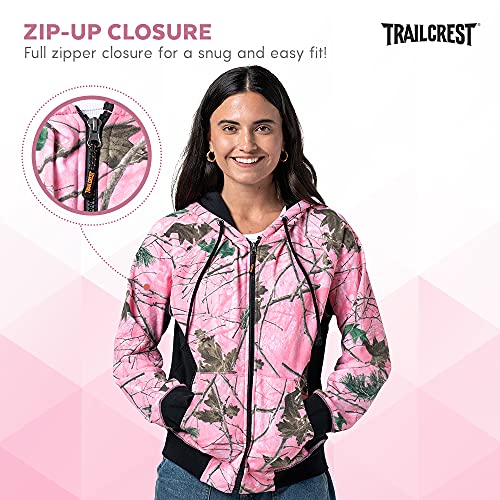 Women's Pink Camo Full Zip Up Hoodie