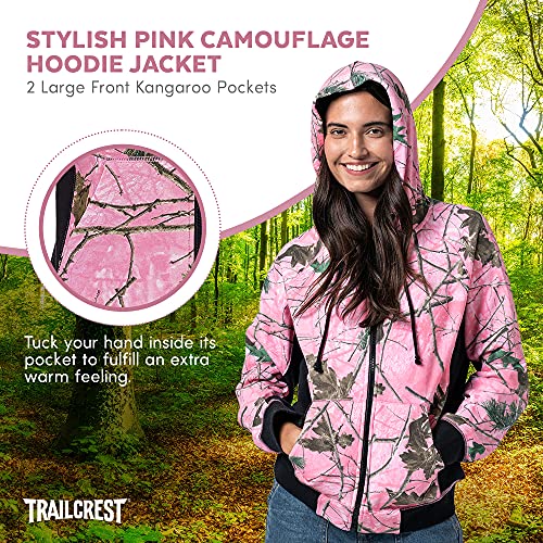 Women's Pink Camo Full Zip Up Hoodie