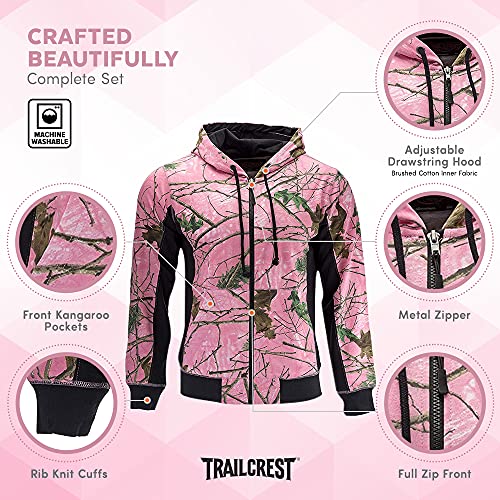 Women's Pink Camo Full Zip Up Hoodie